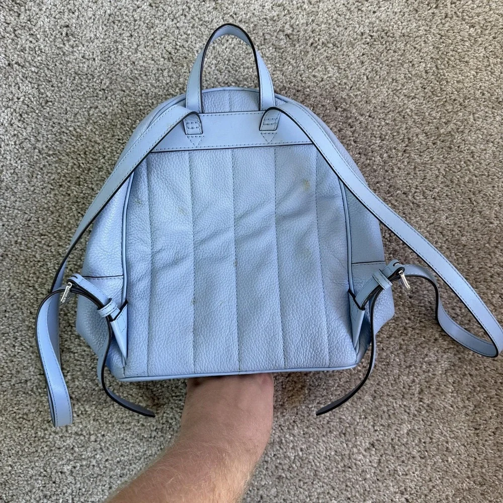 Michael Kors Backpack Womens Small Light Blue Leather Studded Zip Adjustable